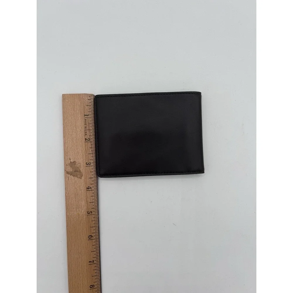 Vtg 2000s DKNY Square Bifold Men's Brown Leather Wallet Minimalist Slim Y2K 90s